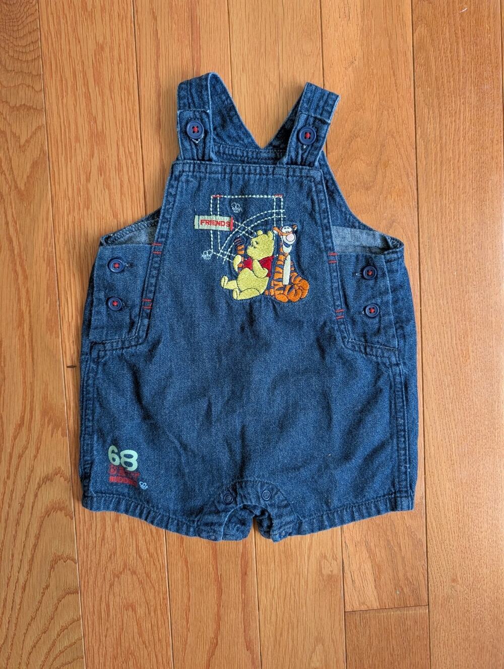 Vintage Disney Winnie The Pooh Embroidered Denim Overalls Size 3-6 Months Tigger